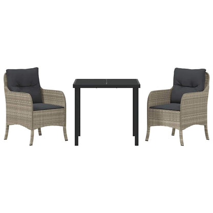 Set da Pranzo per Giardino 3 pcs Grigio chiaro Poly Rattan - homemem39