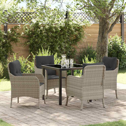 Set da Pranzo per Giardino 5 pcs Grigio chiaro Poly Rattan - homemem39