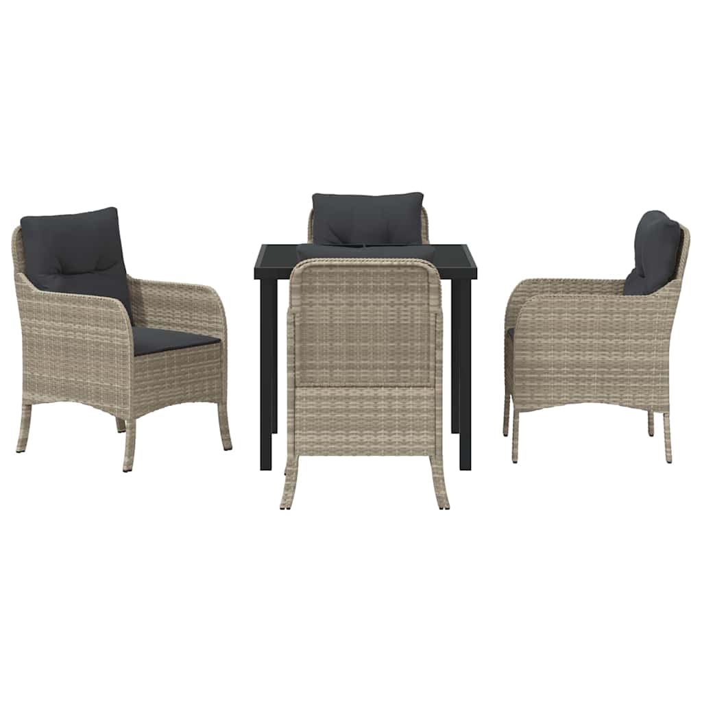 Set da Pranzo per Giardino 5 pcs Grigio chiaro Poly Rattan - homemem39