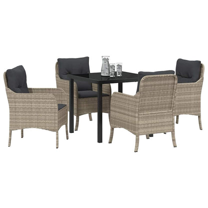 Set da Pranzo per Giardino 5 pcs Grigio chiaro Poly Rattan - homemem39