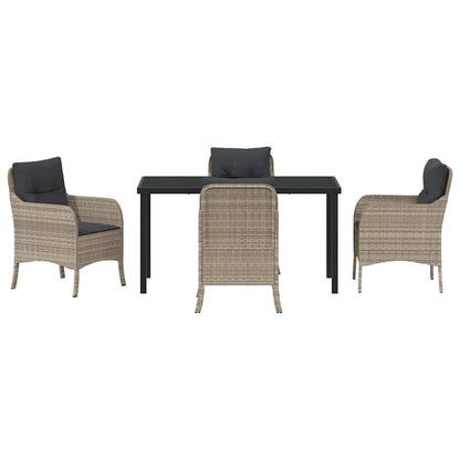 Set da Pranzo per Giardino 5 pcs Grigio chiaro Poly Rattan - homemem39