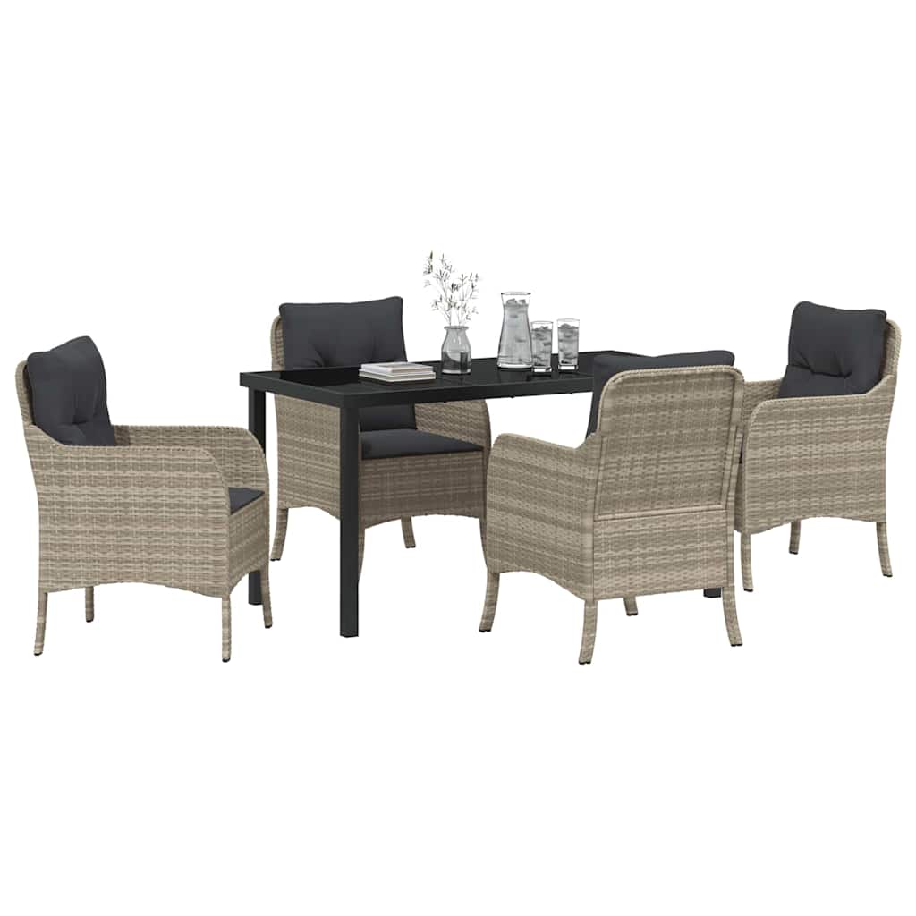 Set da Pranzo per Giardino 5 pcs Grigio chiaro Poly Rattan - homemem39