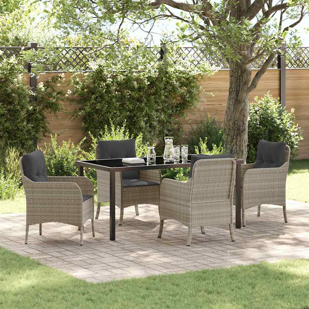 Set da Pranzo per Giardino 5 pcs Grigio chiaro Poly Rattan - homemem39