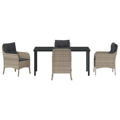 Set da Pranzo per Giardino 5 pcs Grigio chiaro Poly Rattan - homemem39