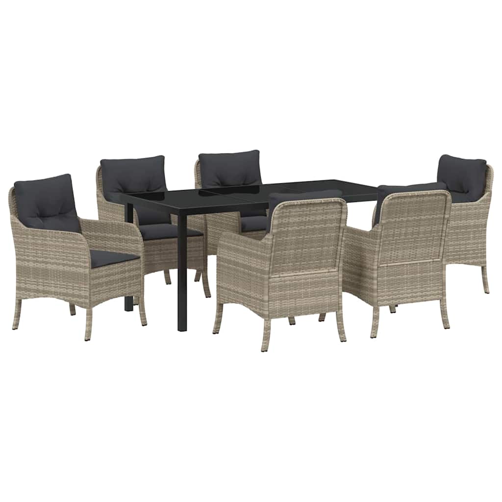 Set da Pranzo per Giardino 7 pcs Grigio chiaro polyrattan