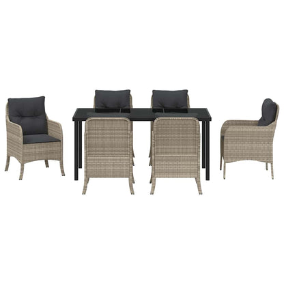 Set da Pranzo per Giardino 7 pcs Grigio chiaro polyrattan