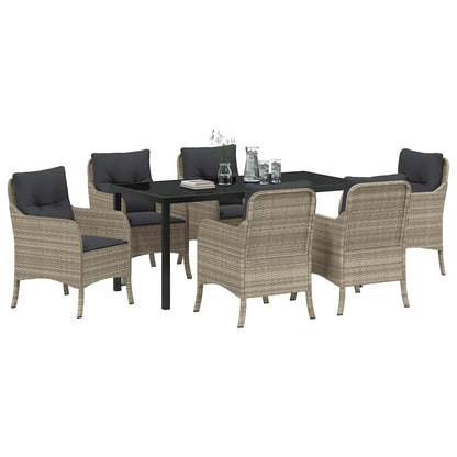 Set da Pranzo per Giardino 7 pcs Grigio chiaro polyrattan