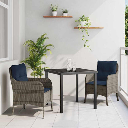 Set da Pranzo per Giardino con cuscino 3 pcs Grigio polyrattan | homemem39