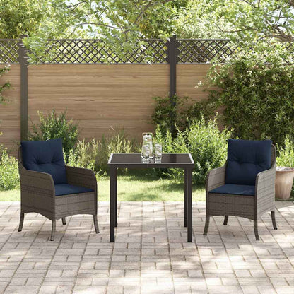 Set da Pranzo per Giardino con cuscino 3 pcs Grigio polyrattan | homemem39