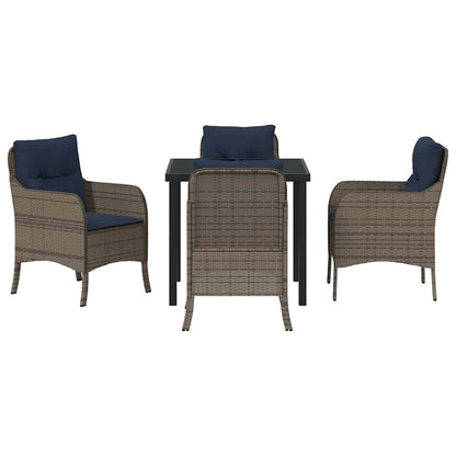 Set da Pranzo per Giardino con cuscino 5 pcs Grigio polyrattan | homemem39