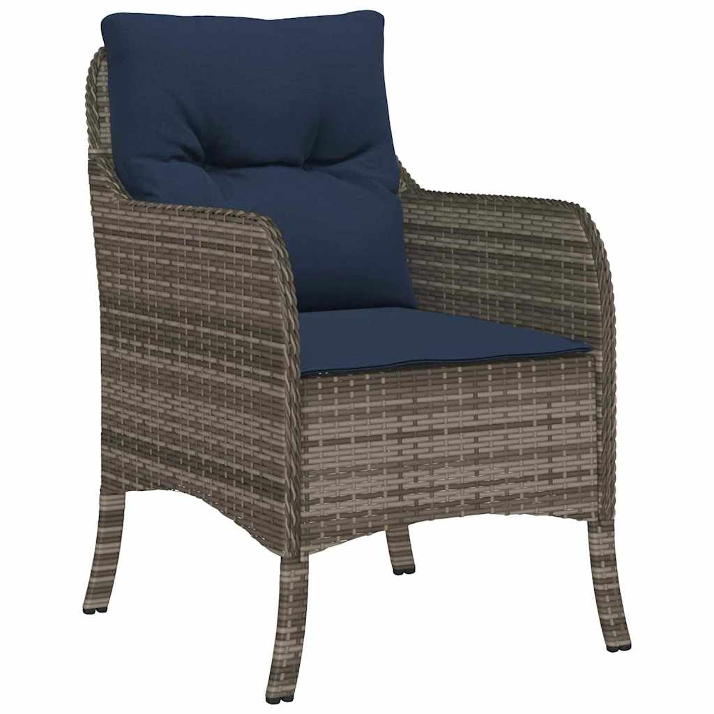 Set da Pranzo per Giardino con cuscino 7 pcs Grigio polyrattan | homemem39
