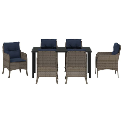 Set da Pranzo per Giardino con cuscino 7 pcs Grigio polyrattan | homemem39