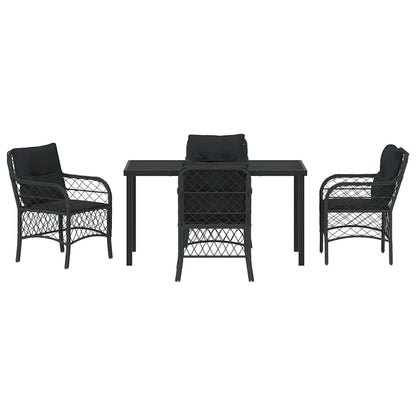 Set da Pranzo per Giardino con cuscino 5 pcs Nero Poly Rattan - homemem39