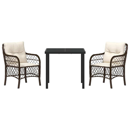 Set da Pranzo per Giardino 3 pcs Marrone Poly Rattan - homemem39