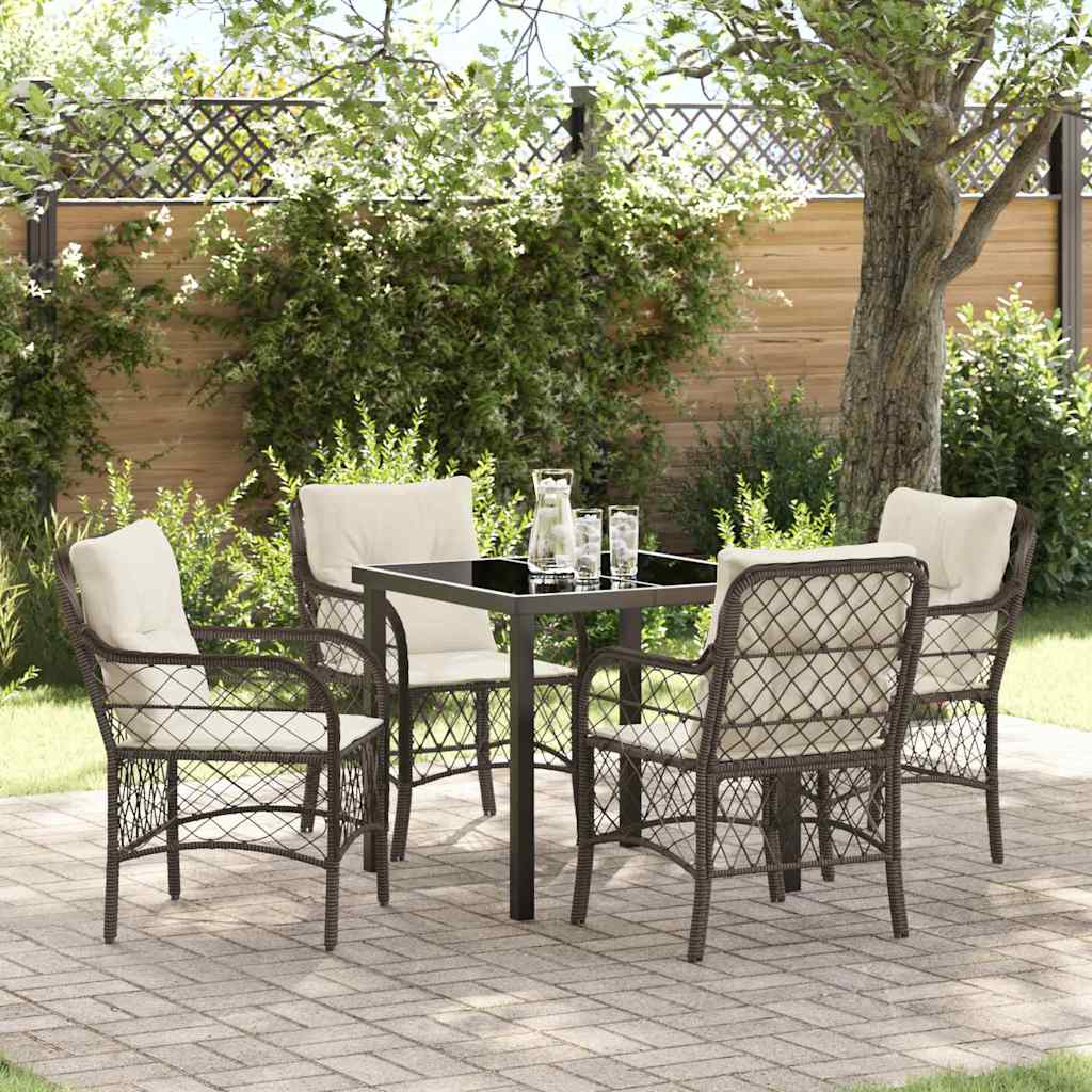 Set da Pranzo per Giardino 5 pcs Marrone Poly Rattan - homemem39