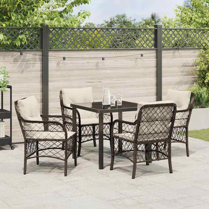 Set da Pranzo per Giardino 5 pcs Marrone Poly Rattan - homemem39
