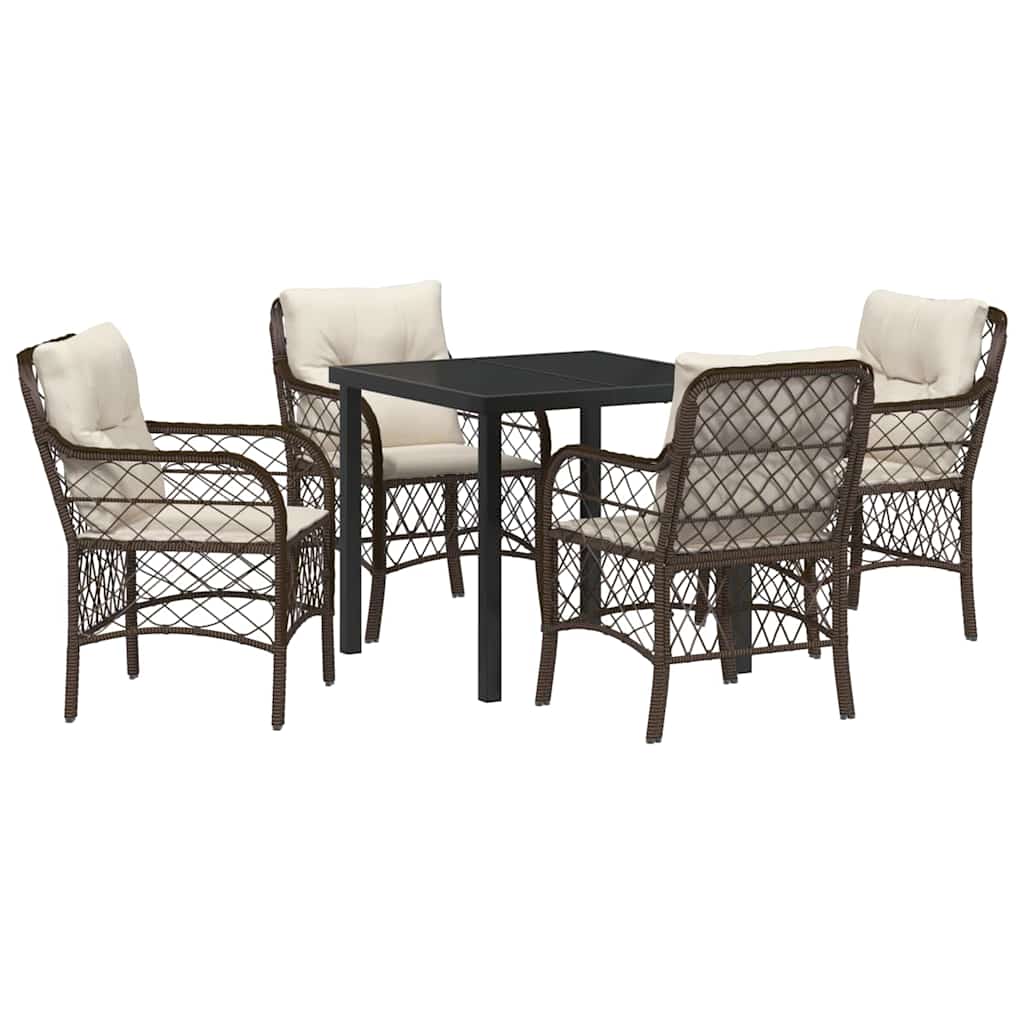 Set da Pranzo per Giardino 5 pcs Marrone Poly Rattan - homemem39