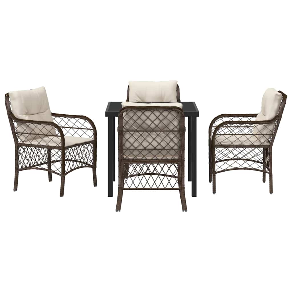 Set da Pranzo per Giardino 5 pcs Marrone Poly Rattan - homemem39