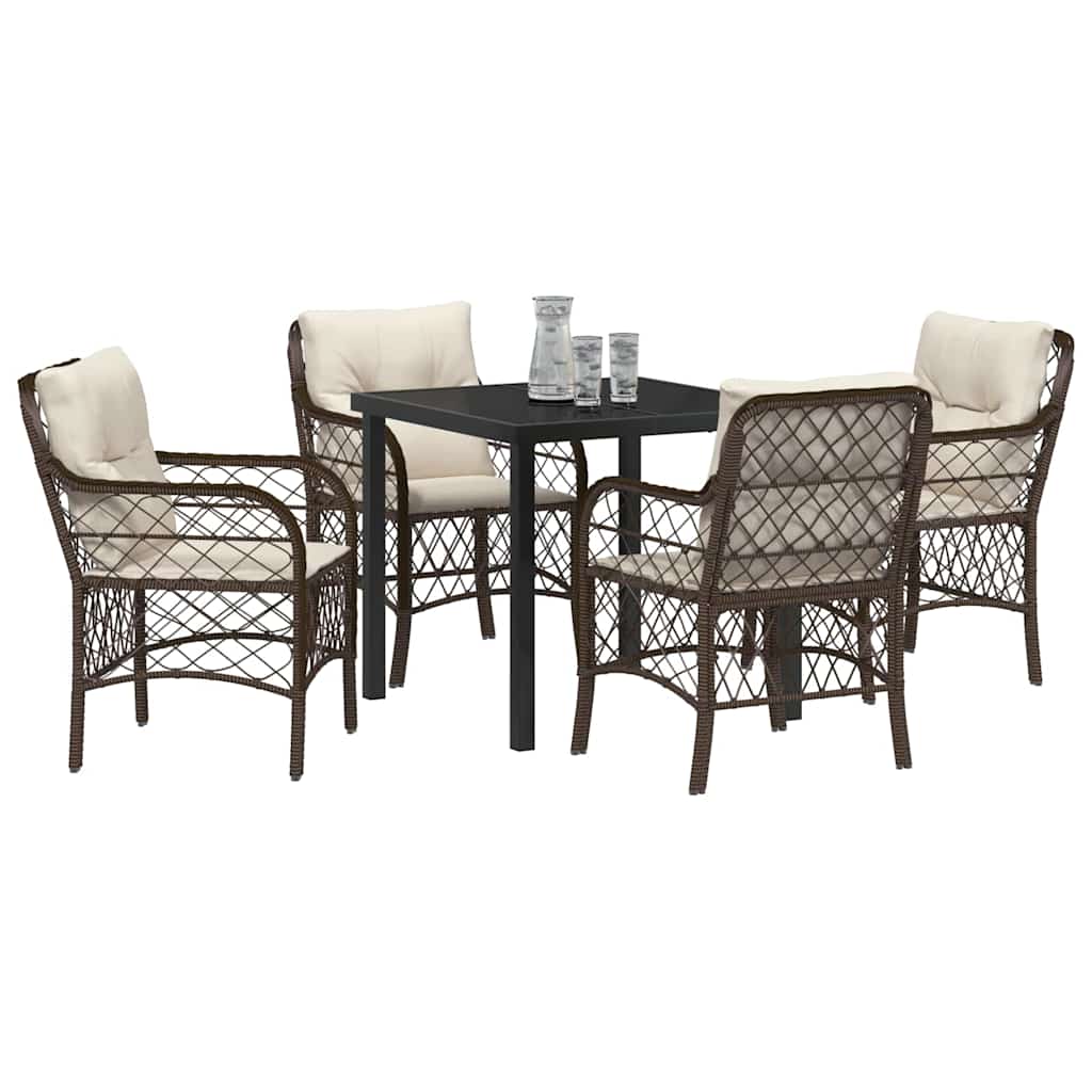 Set da Pranzo per Giardino 5 pcs Marrone Poly Rattan - homemem39