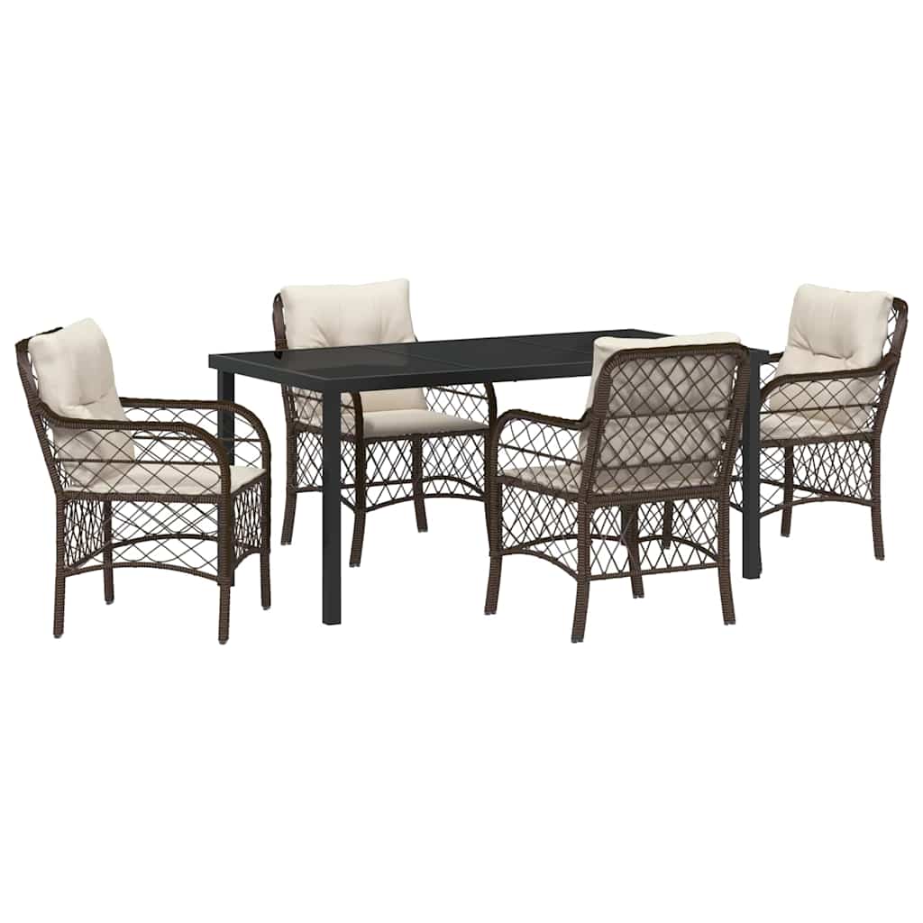 Set da Pranzo per Giardino 5 pcs Marrone Poly Rattan - homemem39