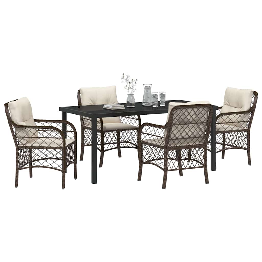 Set da Pranzo per Giardino 5 pcs Marrone Poly Rattan - homemem39