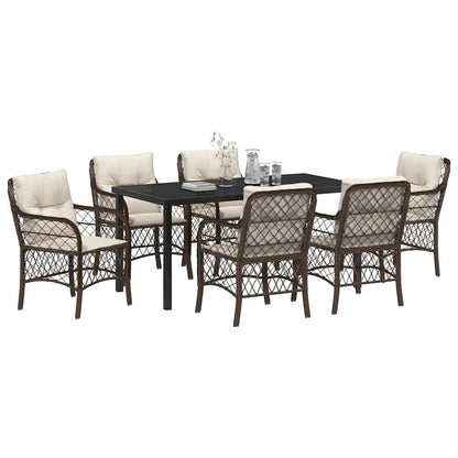 Set da Pranzo per Giardino 7 pcs Marrone Poly Rattan - homemem39