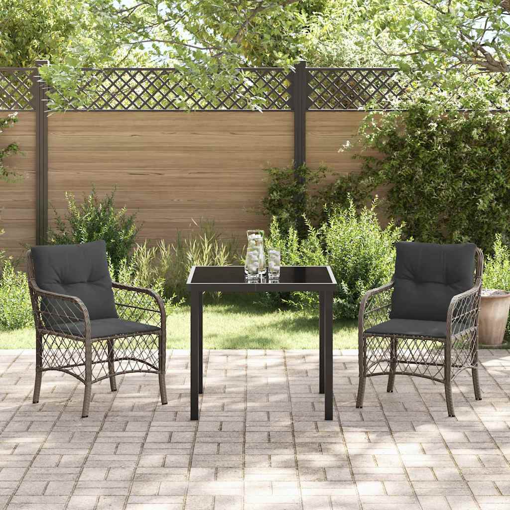 Set da Pranzo per Giardino con cuscino 3 pcs Grigio Poly Rattan - homemem39