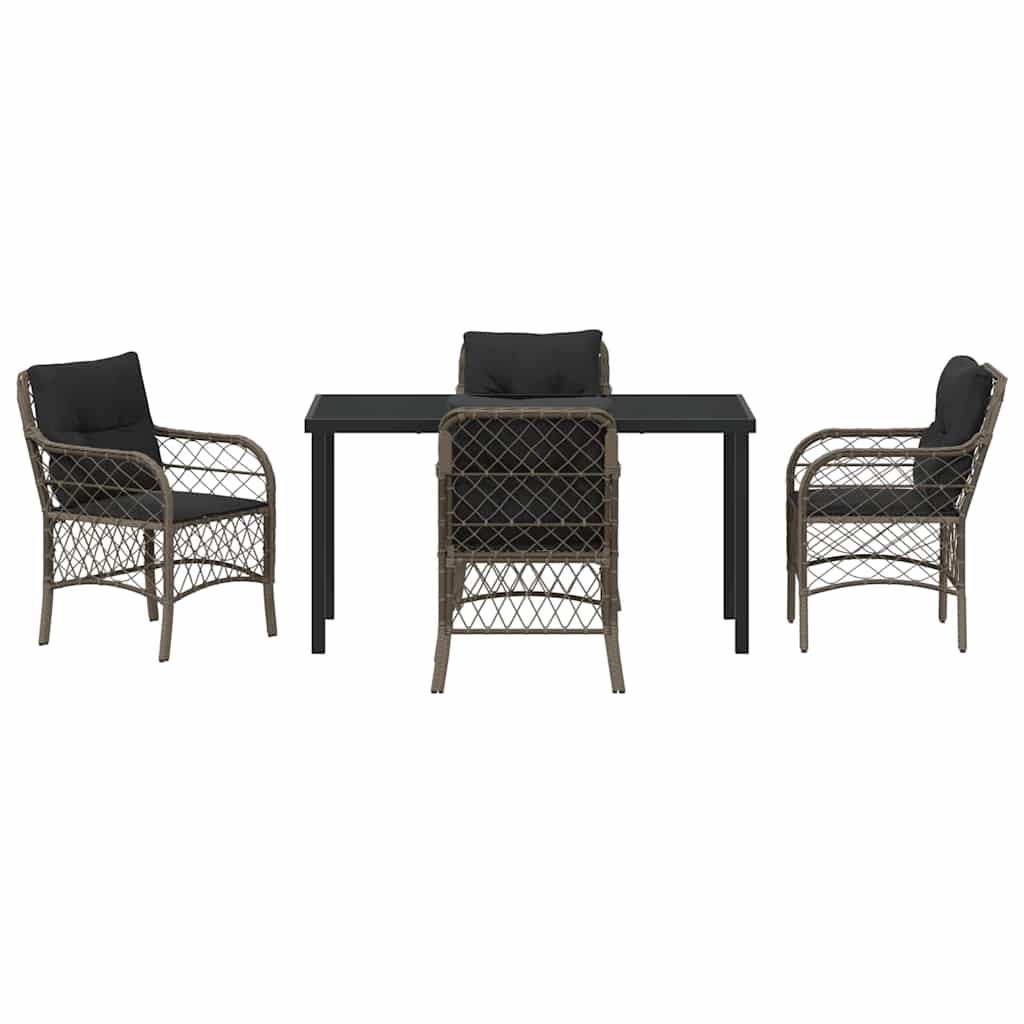 Set da Pranzo per Giardino con cuscino 5 pcs Grigio Poly Rattan - homemem39