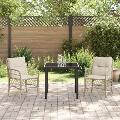 Set da Pranzo per Giardino con cuscino 3 pcs Beige Poly Rattan - homemem39
