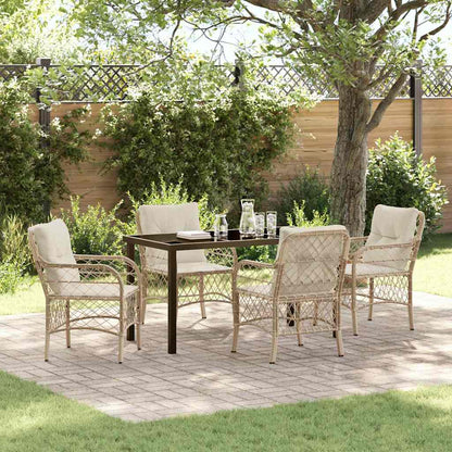 Set da Pranzo per Giardino con cuscino 5 pcs Beige Poly Rattan - homemem39