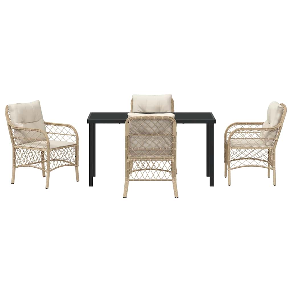 Set da Pranzo per Giardino con cuscino 5 pcs Beige Poly Rattan - homemem39