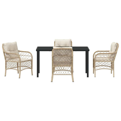 Set da Pranzo per Giardino con cuscino 5 pcs Beige Poly Rattan - homemem39