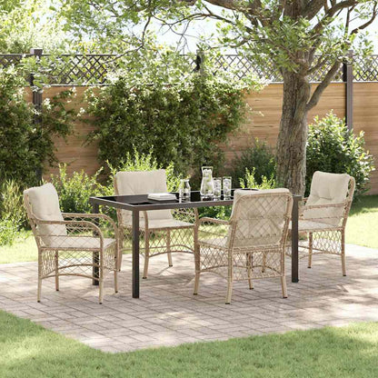 Set da Pranzo per Giardino con cuscino 5 pcs Beige Poly Rattan - homemem39