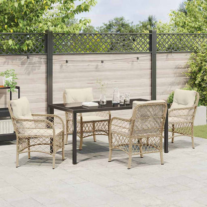 Set da Pranzo per Giardino con cuscino 5 pcs Beige Poly Rattan - homemem39