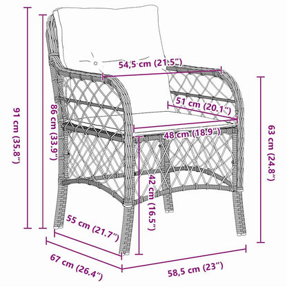 Set da Pranzo per Giardino con cuscino 5 pcs Beige polyrattan | homemem39