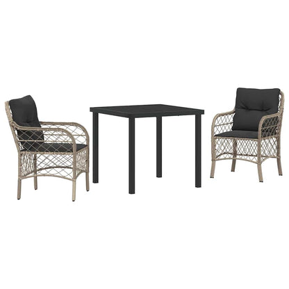 Set da Pranzo per Giardino 3 pcs Grigio chiaro polyrattan | homemem39