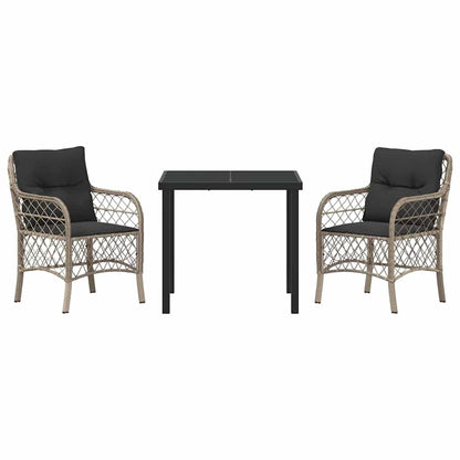 Set da Pranzo per Giardino 3 pcs Grigio chiaro Poly Rattan - homemem39