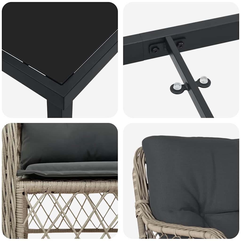 Set da Pranzo per Giardino 5 pcs Grigio chiaro Poly Rattan - homemem39