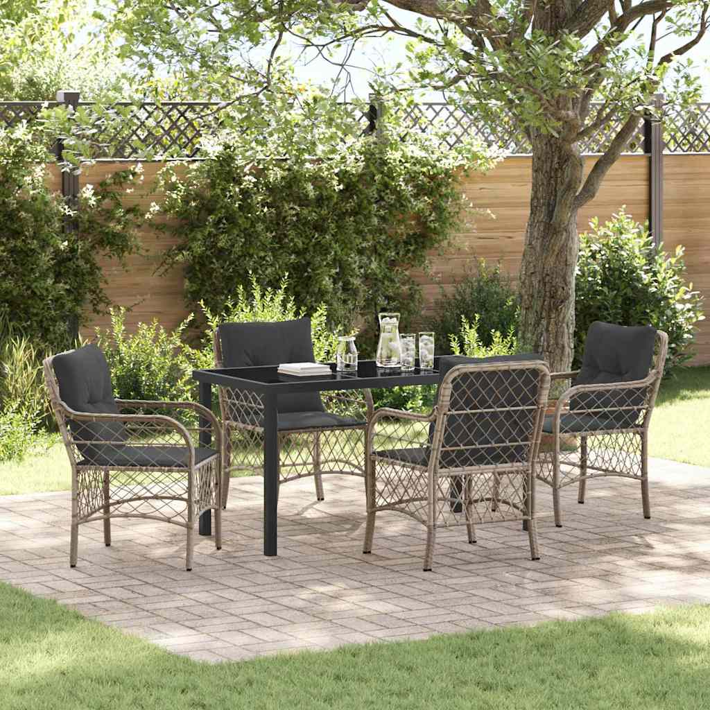 Set da Pranzo per Giardino 5 pcs Grigio chiaro Poly Rattan - homemem39