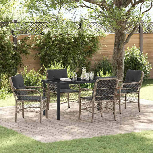 Set da Pranzo per Giardino 5 pcs Grigio chiaro Poly Rattan - homemem39
