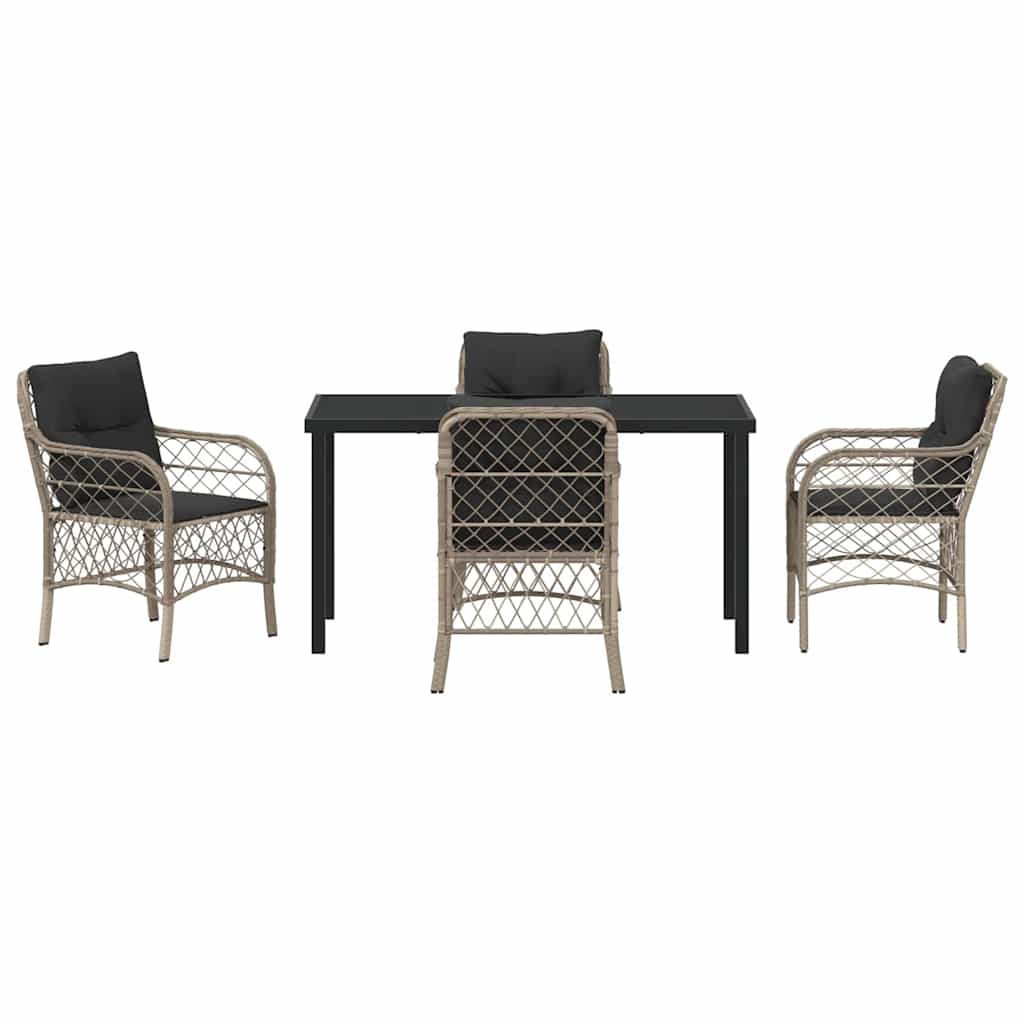 Set da Pranzo per Giardino 5 pcs Grigio chiaro Poly Rattan - homemem39