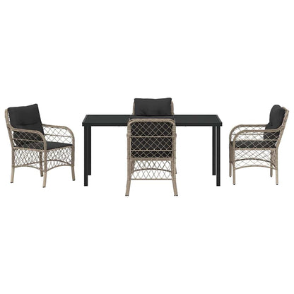 Set da Pranzo per Giardino 5 pcs Grigio chiaro Poly Rattan - homemem39