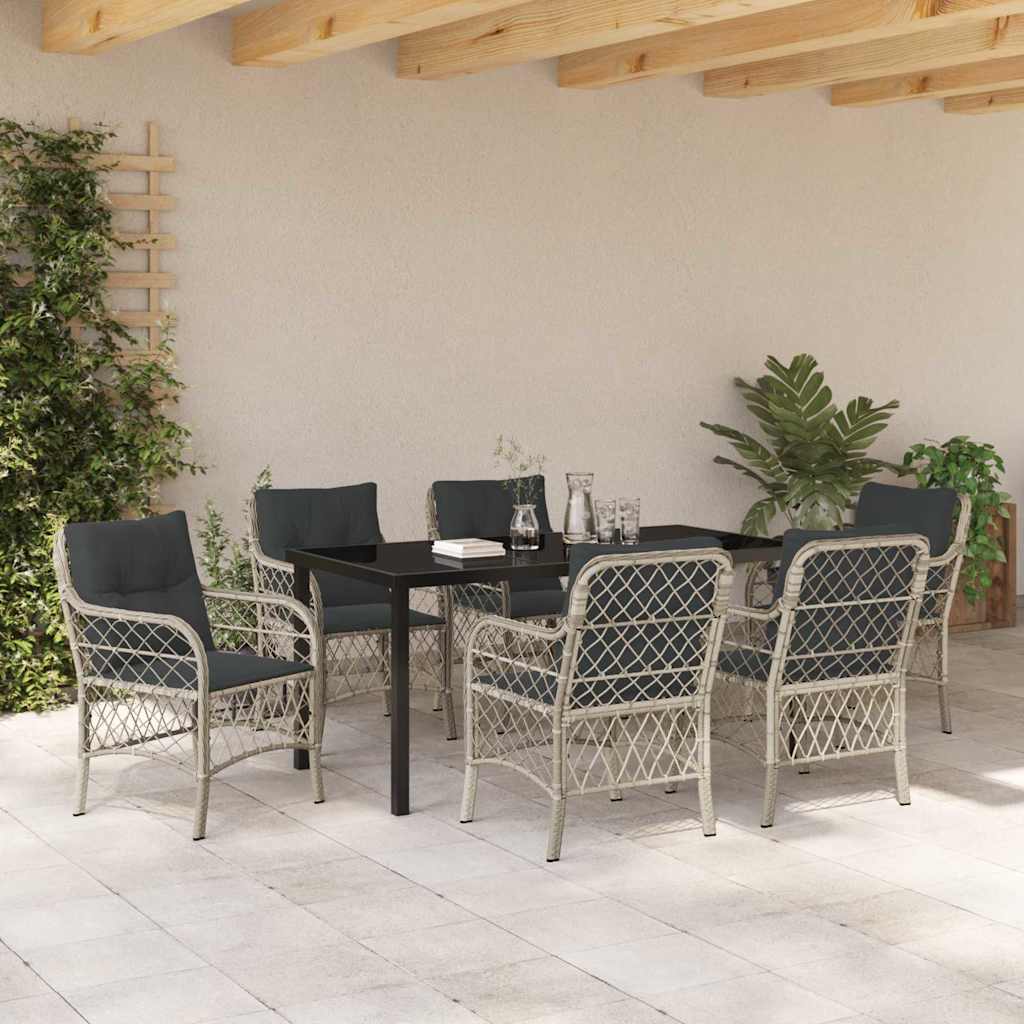Set da Pranzo per Giardino 7 pcs Grigio chiaro Poly Rattan - homemem39