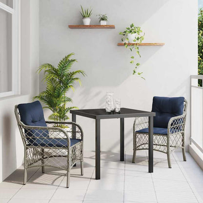 Set da Pranzo per Giardino 3 pcs Grigio e Nero Rattan | homemem39