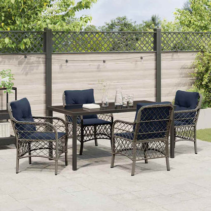 Set da Pranzo per Giardino 5 pcs Grigio e Nero Rattan | homemem39