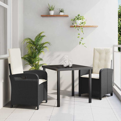 Set da Pranzo per Giardino 3 pcs Nero polyrattan - homemem39