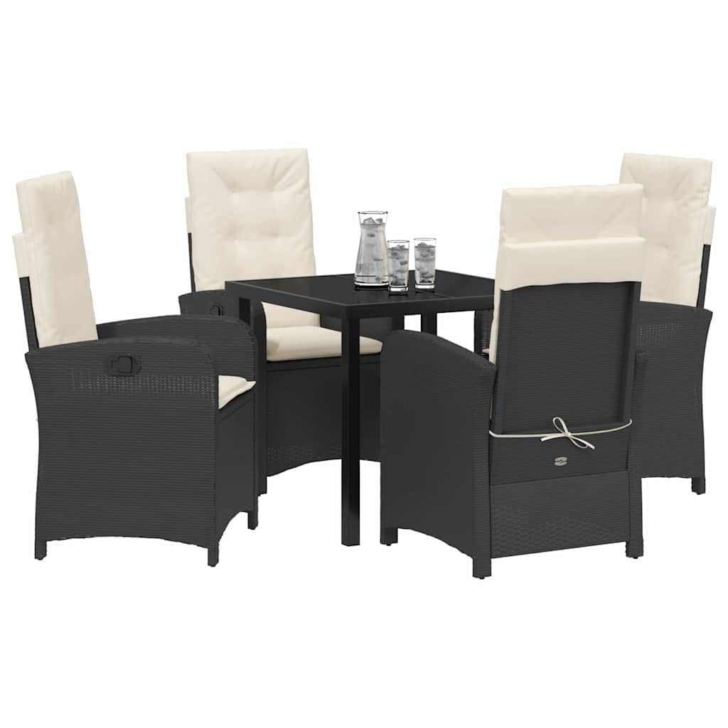 Set da Pranzo per Giardino 5 pcs Nero polyrattan - homemem39