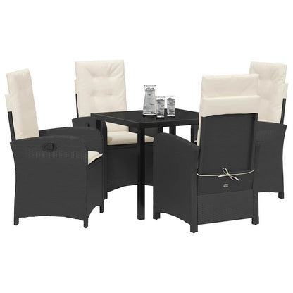 Set da Pranzo per Giardino 5 pcs Nero polyrattan - homemem39