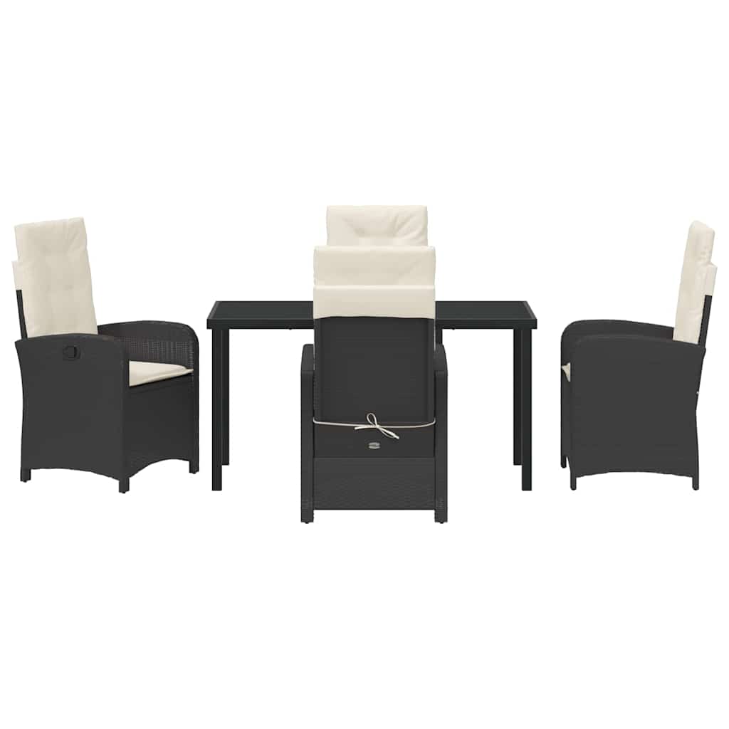 Set da Pranzo per Giardino 5 pcs Nero polyrattan - homemem39