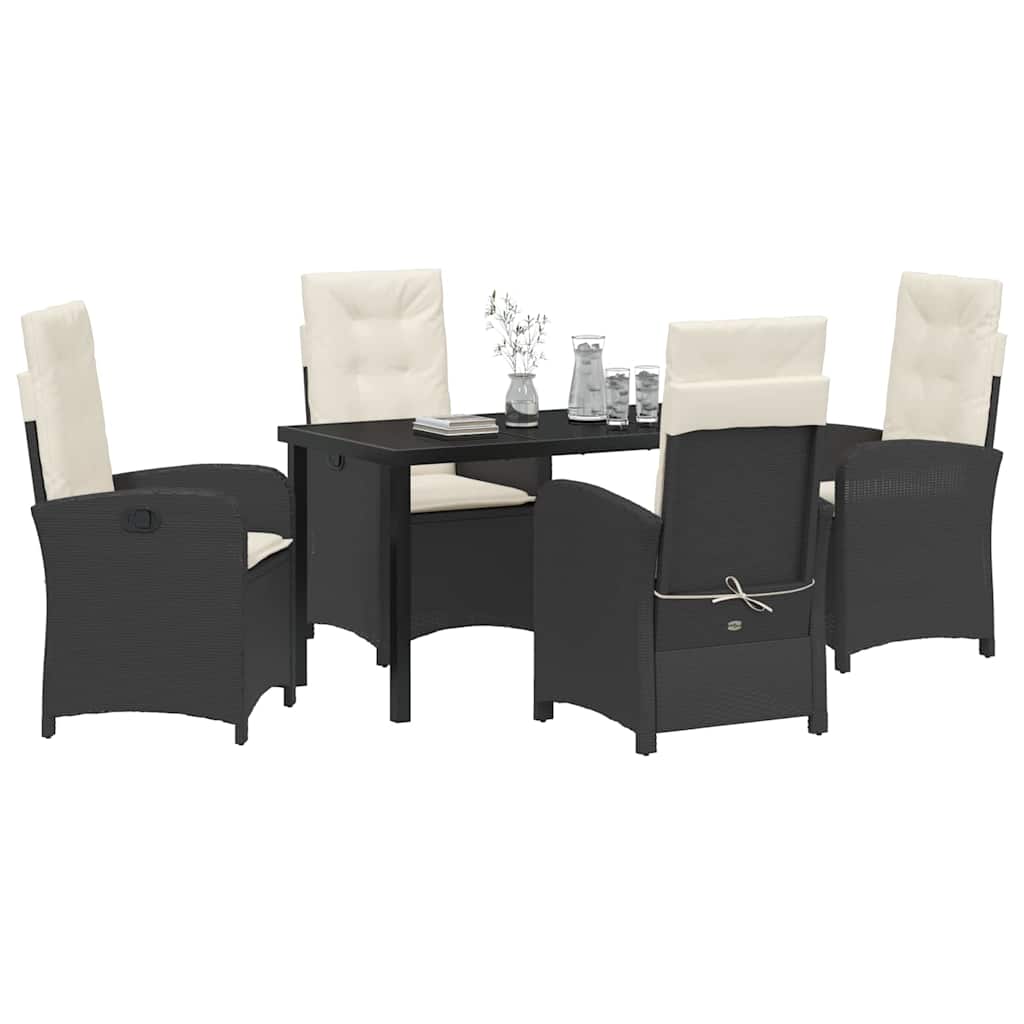 Set da Pranzo per Giardino 5 pcs Nero polyrattan - homemem39